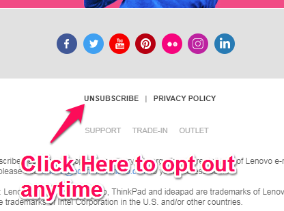 darse de baja de los correos electrónicos de lenovo