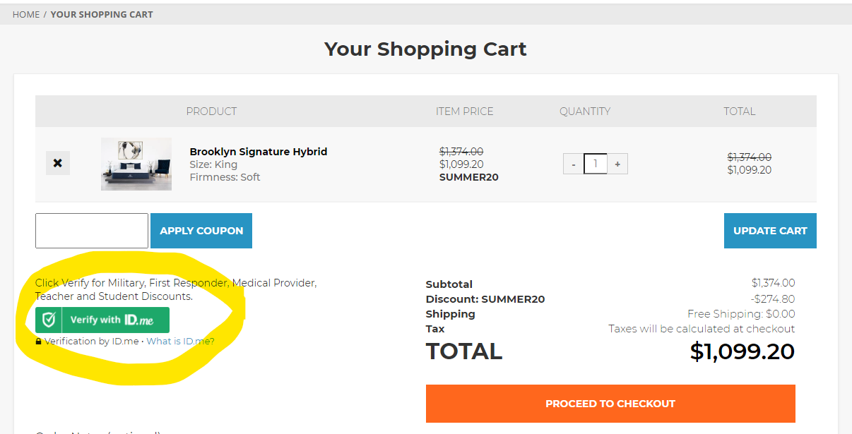 Descuento militar de Brooklyn Bedding