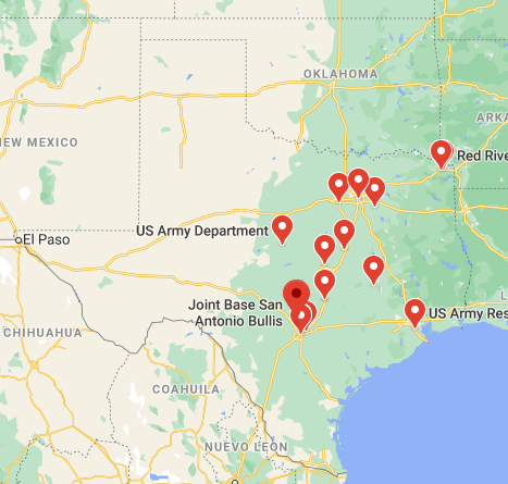 Bases del ejército en Texas