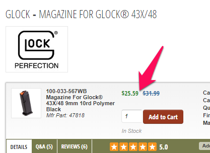 descuento de la revista brownells glock
