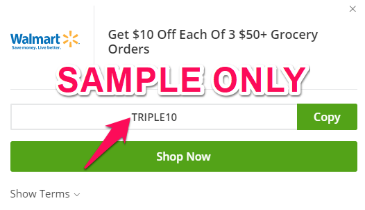 muestra de cupón de supermercado walmart
