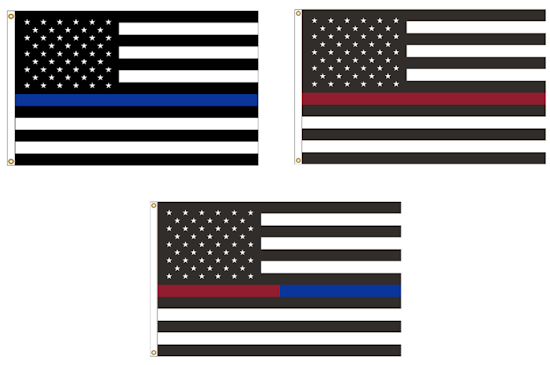banderas americanas de línea delgada