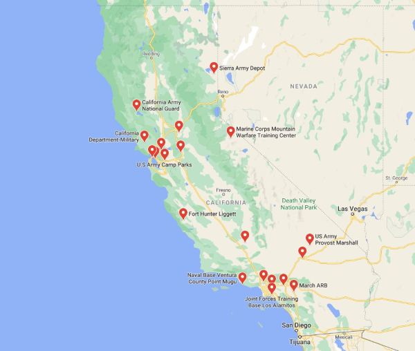 Bases del ejército en California