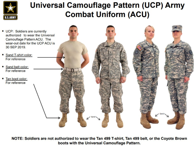 patrón de camuflaje universal del ejército - reglamentos de uniformes de combate del ejército