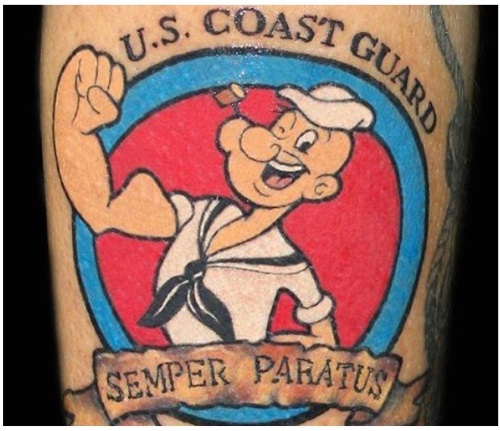tatuaje de popeye de la guardia costera