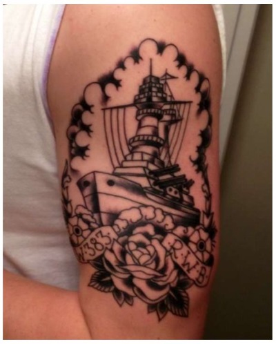 tatuaje de barco de la guardia costera