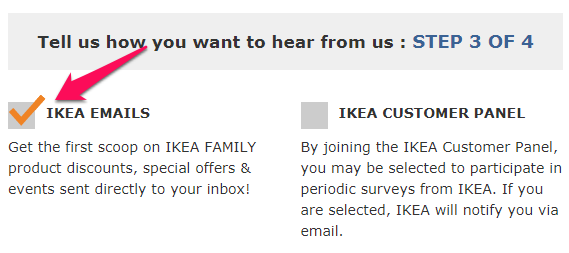 registro de correo electrónico de ikea