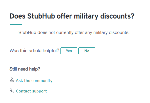 descuento militar de stubhub en q y una página