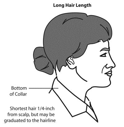 mujeres con cabello largo y largo - estándares de aseo del ejército