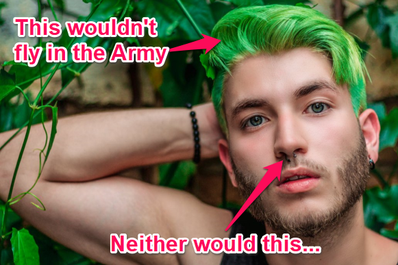 no se permite el pelo verde en el ejército